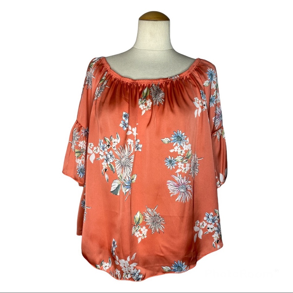 Zenobia Plus Size Floral Off Shoulder Top Fits XL